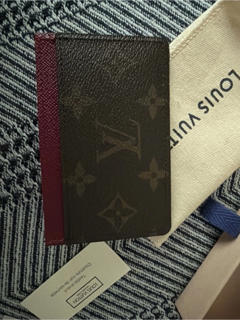 Louis Vuitton Monogram Canvas Card Holder with Burgundy Trim - Picture 3 of 5